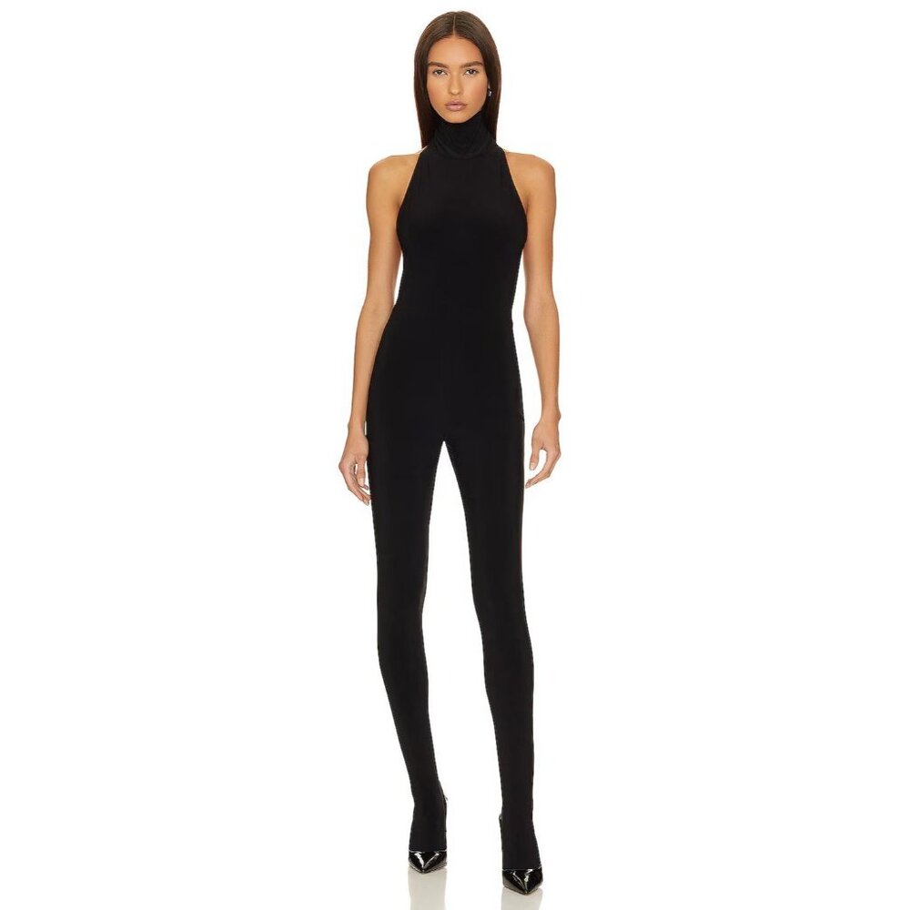 Norma Kamali Black High-Neck Full-Length Jumpsuit